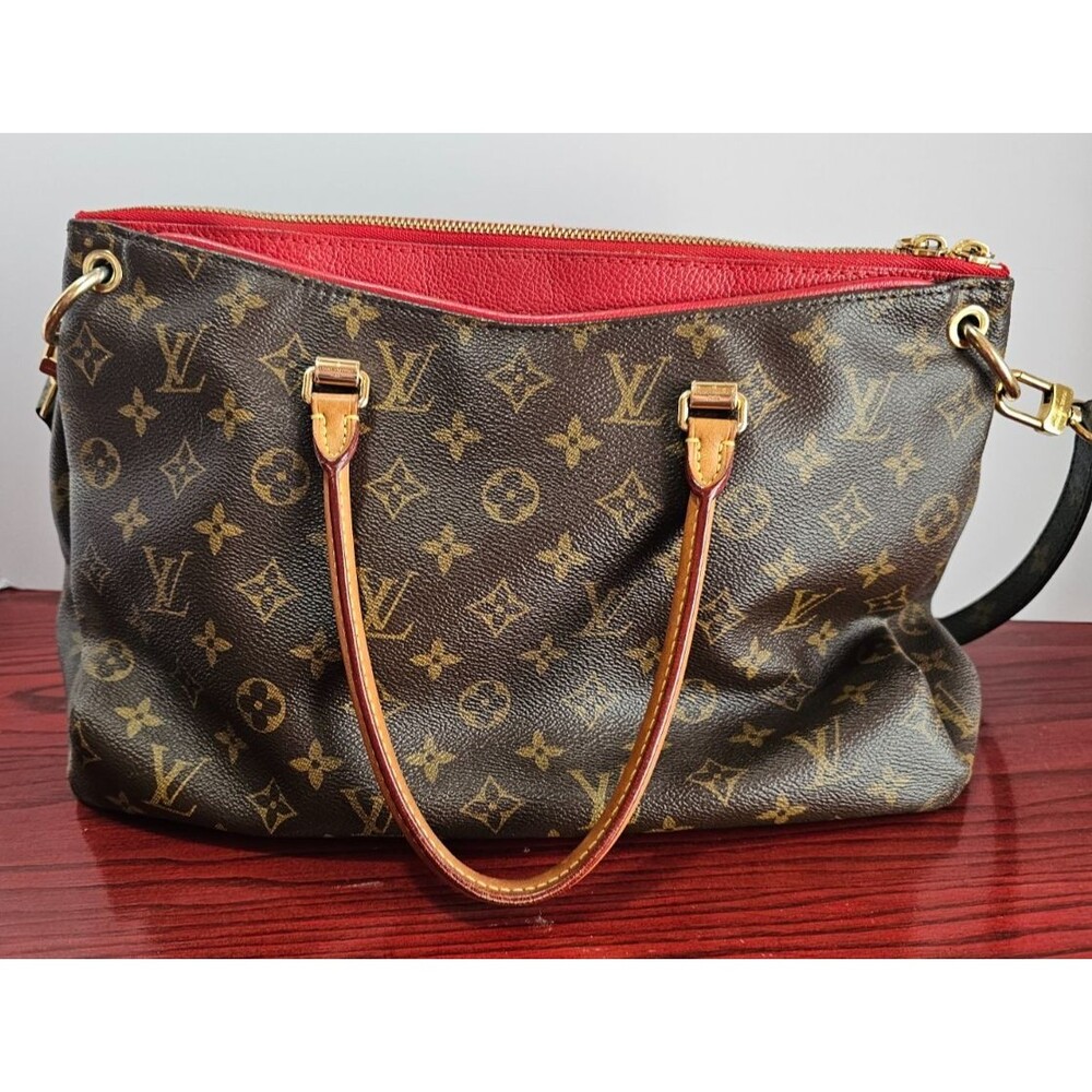 Louis Vuitton Pallas MM Monogram Red Interior Shoulder Bag Authentic